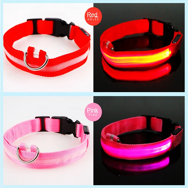 Collar luminoso recargable por USB para perros pequeños y grandes, Collar de seguridad para mascotas con luz nocturna y Led brillante ajustable