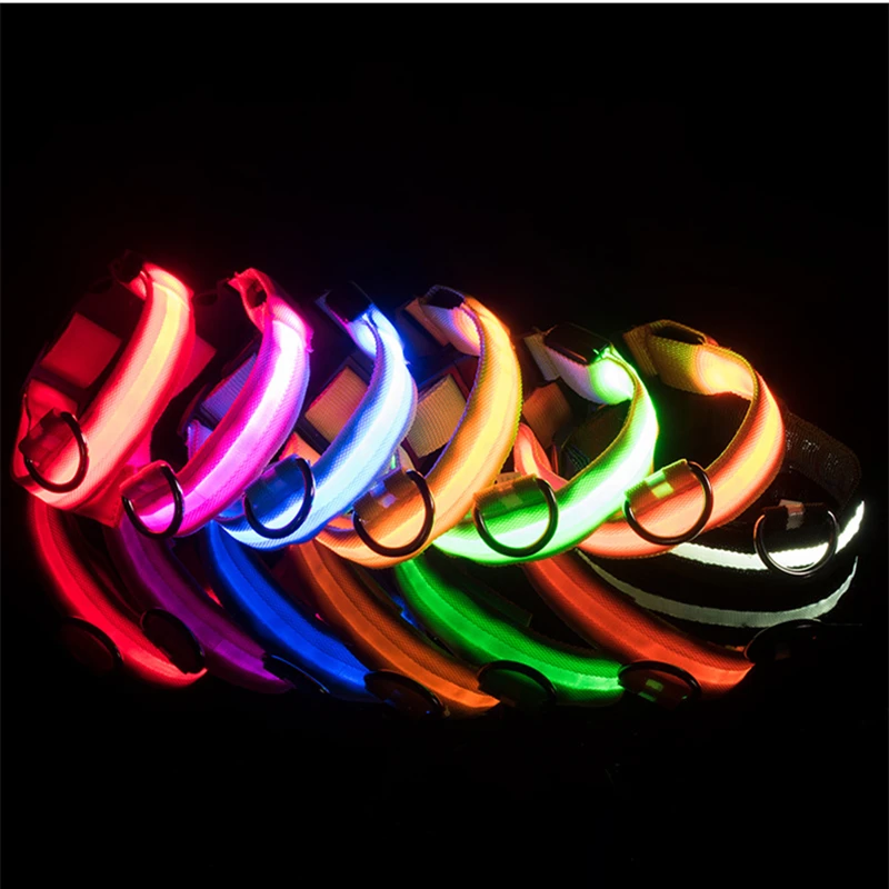 Collar luminoso recargable por USB para perros pequeños y grandes, Collar de seguridad para mascotas con luz nocturna y Led brillante ajustable