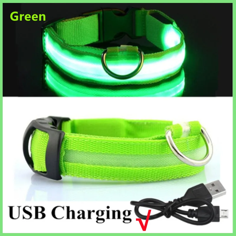 Collar luminoso recargable por USB para perros pequeños y grandes, Collar de seguridad para mascotas con luz nocturna y Led brillante ajustable