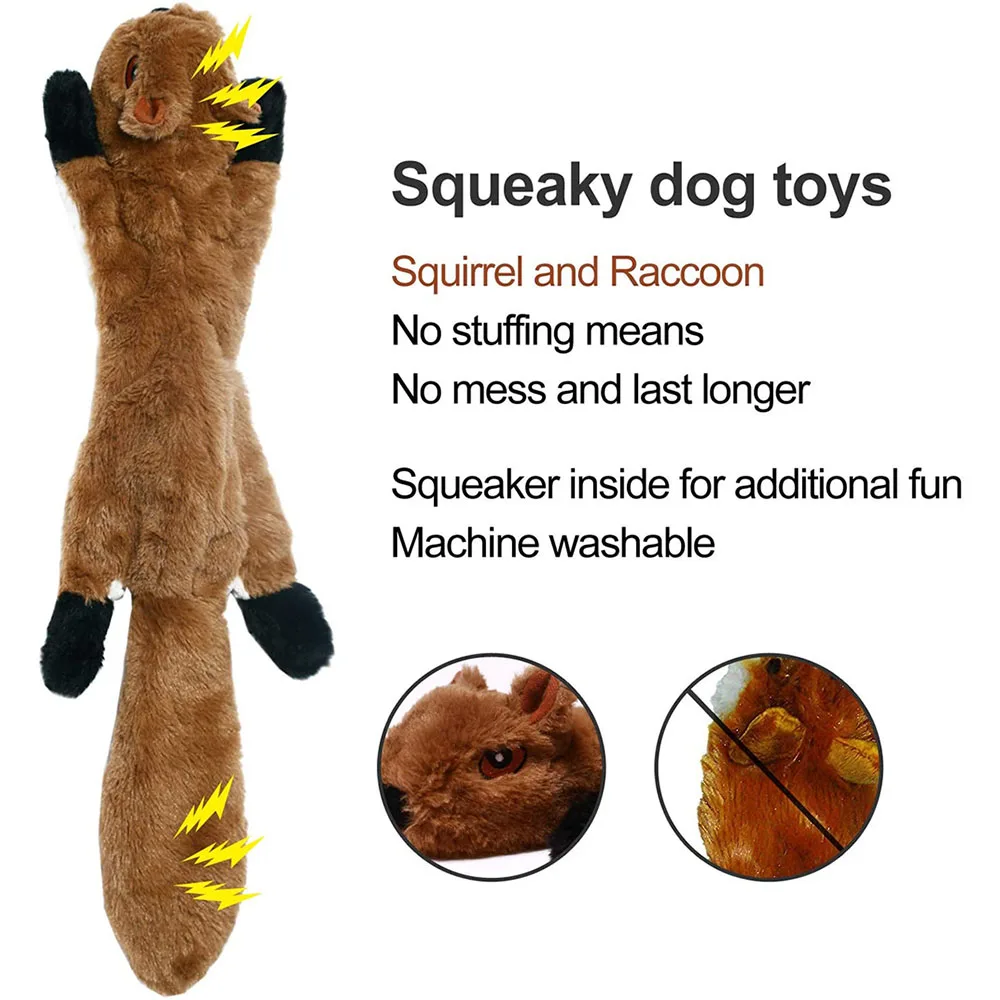 Animal simulado divertido, juguete para perros sin relleno con chirridos, juguete para masticar de perro chirriante de peluche duradero, juguete para chirrido para mascotas arrugado