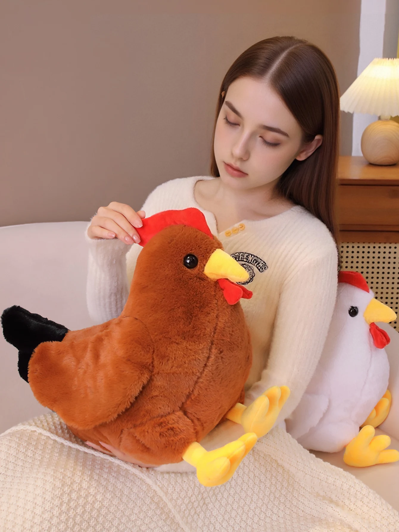 Un gran peluche de gallo, una muñeca de gallo esponjosa, una linda muñeca de gallo suave y encantadora, un regalo de fiesta de cumpleaños, una decoración del hogar