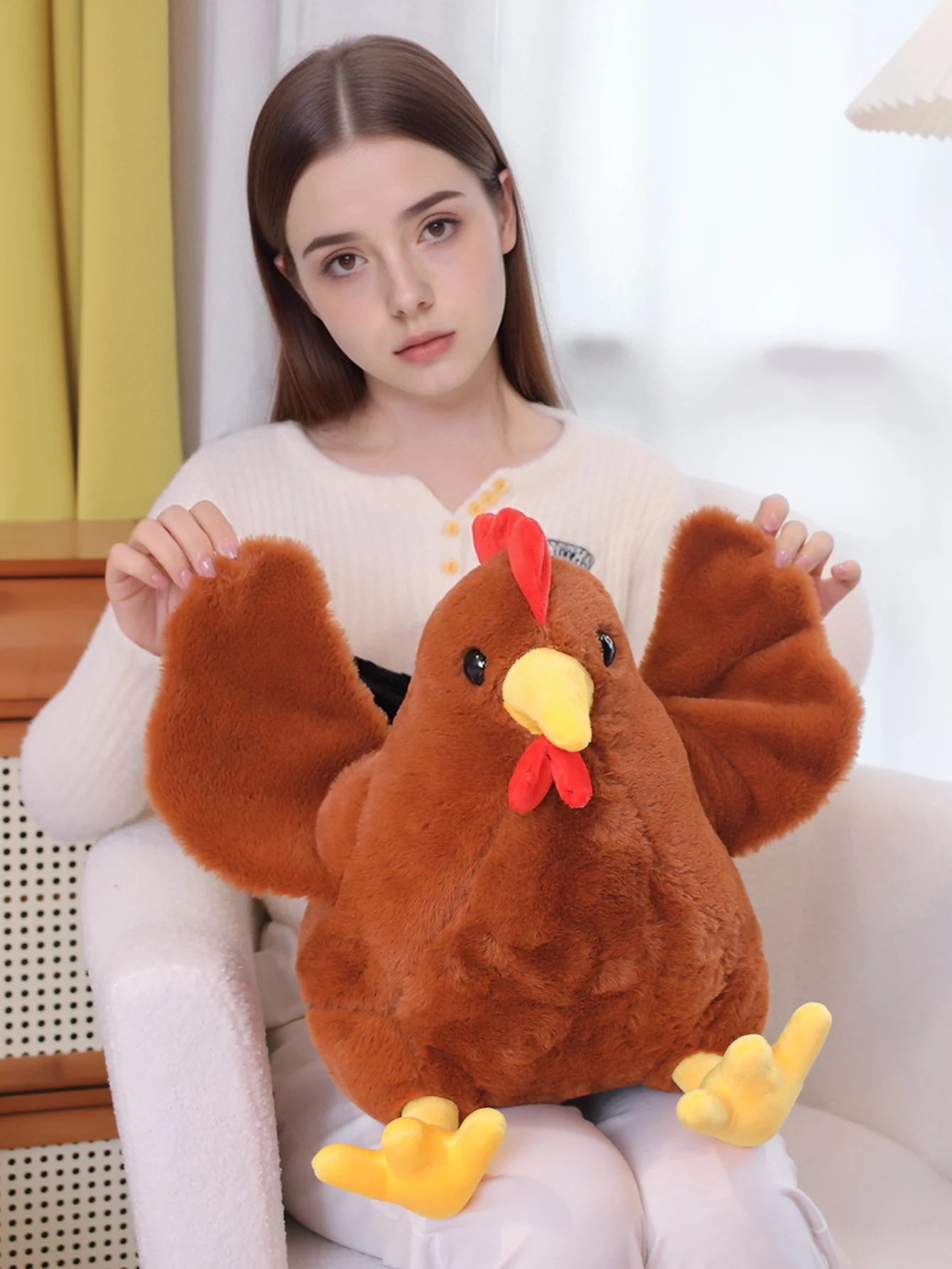 Un gran peluche de gallo, una muñeca de gallo esponjosa, una linda muñeca de gallo suave y encantadora, un regalo de fiesta de cumpleaños, una decoración del hogar