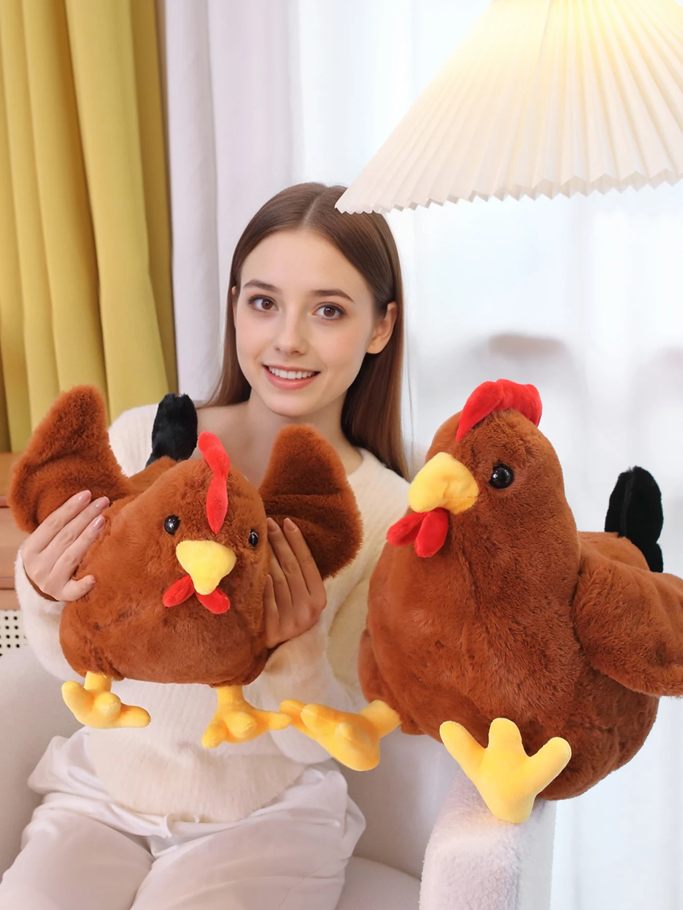 Un gran peluche de gallo, una muñeca de gallo esponjosa, una linda muñeca de gallo suave y encantadora, un regalo de fiesta de cumpleaños, una decoración del hogar