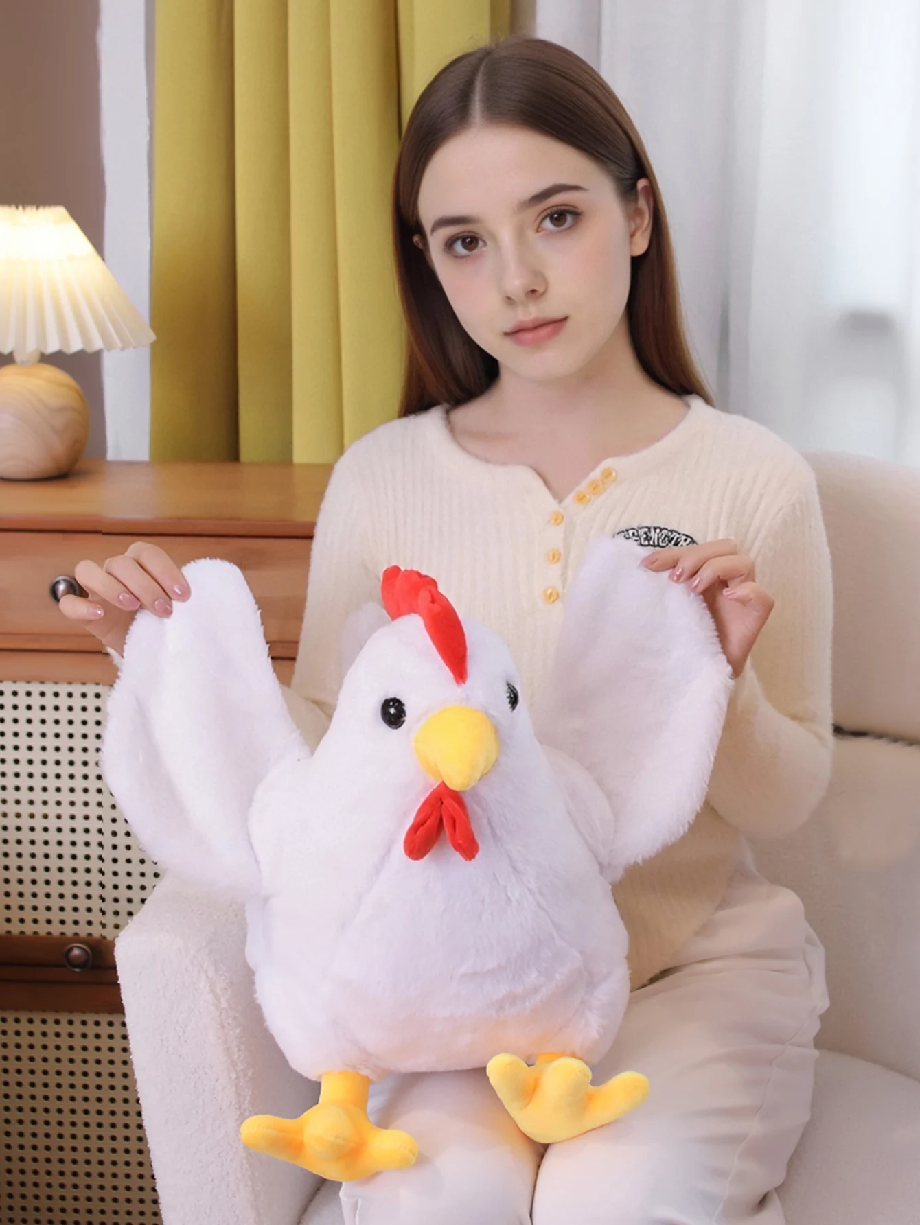 Un gran peluche de gallo, una muñeca de gallo esponjosa, una linda muñeca de gallo suave y encantadora, un regalo de fiesta de cumpleaños, una decoración del hogar