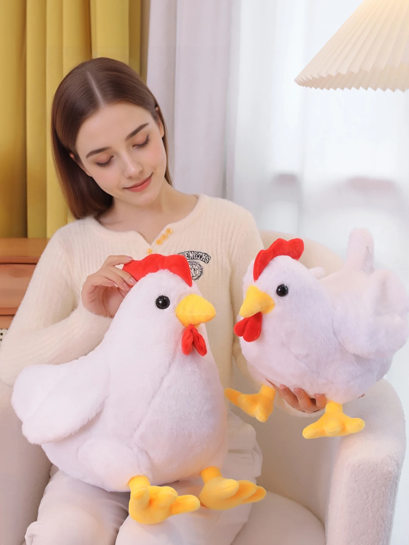 Un gran peluche de gallo, una muñeca de gallo esponjosa, una linda muñeca de gallo suave y encantadora, un regalo de fiesta de cumpleaños, una decoración del hogar