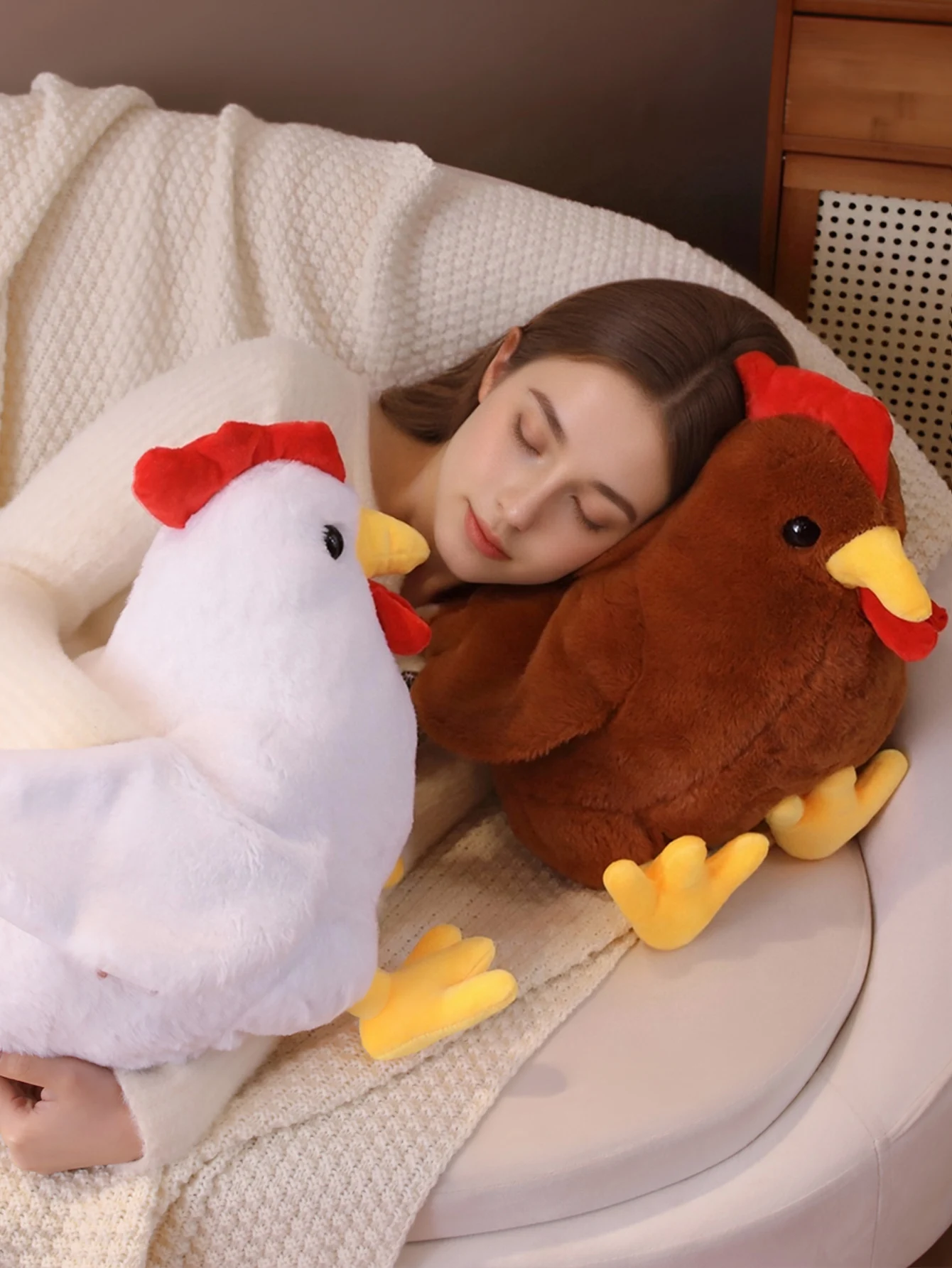 Un gran peluche de gallo, una muñeca de gallo esponjosa, una linda muñeca de gallo suave y encantadora, un regalo de fiesta de cumpleaños, una decoración del hogar