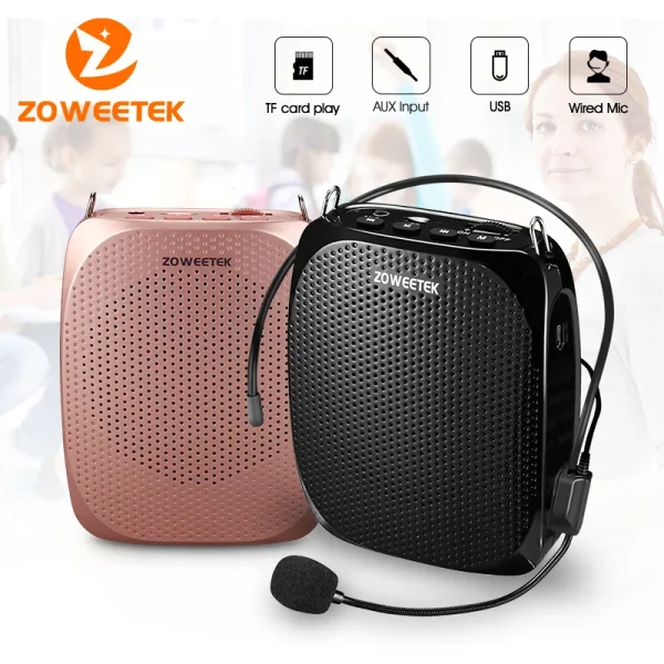 Zoweetek amplificador de voz portátil micrófono con cable altavoz de Audio auxiliar para profesores Instructor Z258