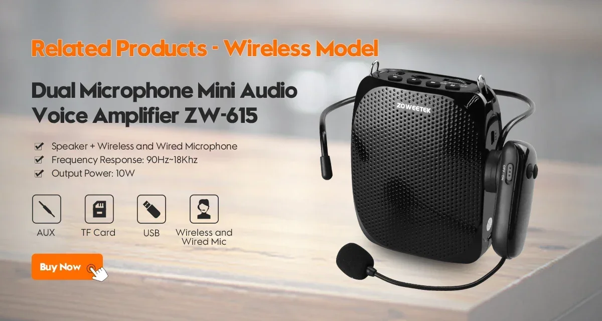 Zoweetek amplificador de voz portátil micrófono con cable altavoz de Audio auxiliar para profesores Instructor Z258