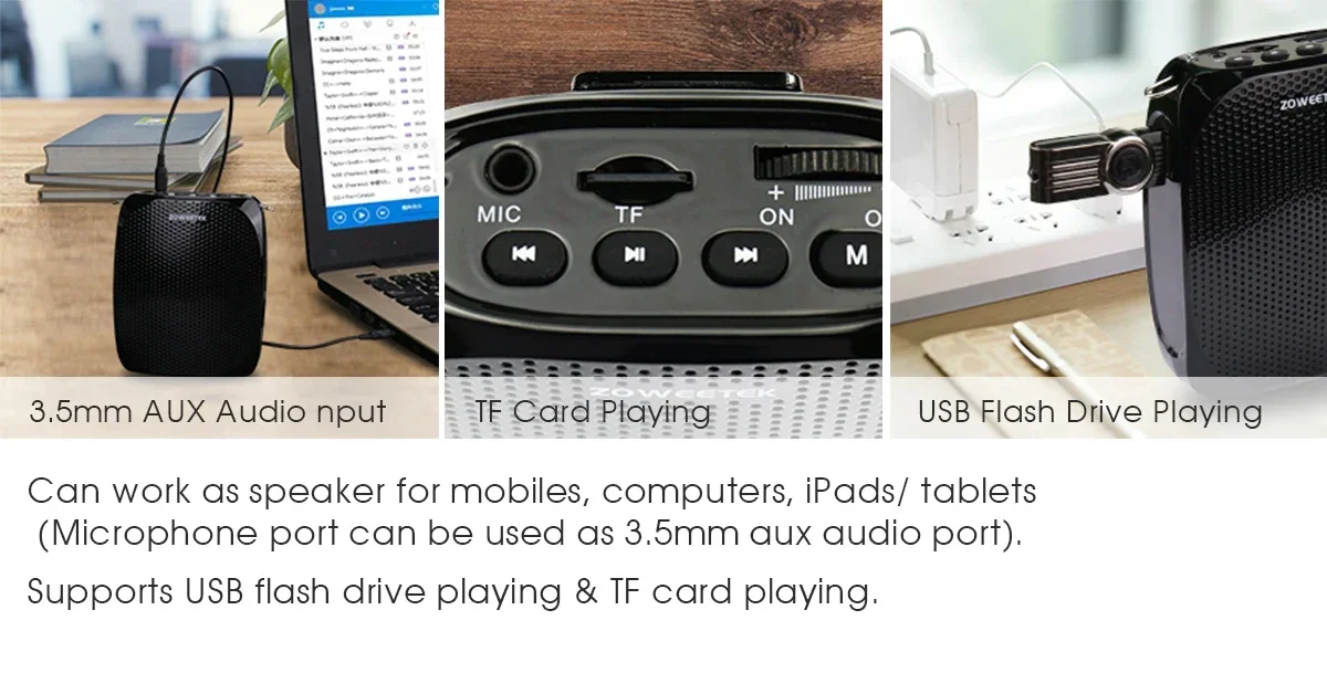 Zoweetek amplificador de voz portátil micrófono con cable altavoz de Audio auxiliar para profesores Instructor Z258